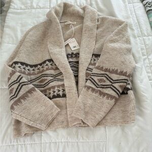Lucky Brand Beige and Brown Patterned Cardigan